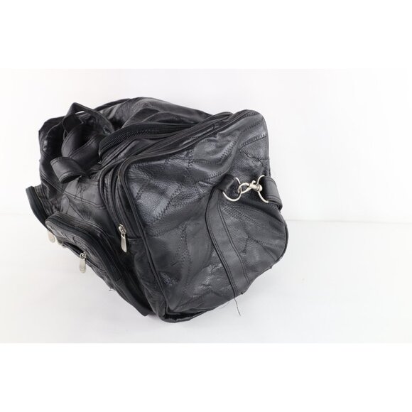 Vintage 90s Streetwear Distressed Genuine Buffalo Leather Duffel Bag Weekender - Picture 5 of 10